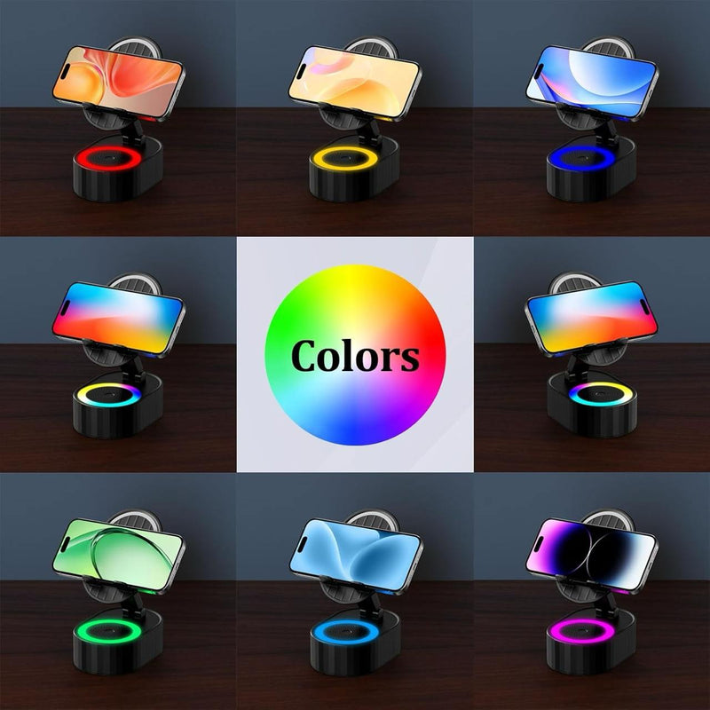 5-in-1 Wireless Induction Bluetooth Speaker with Phone Holder & Ambient Light