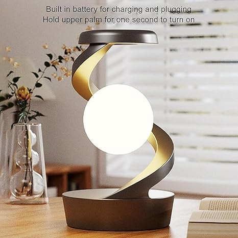 Bhatartech 3D RGB Spiral Rotating Desk Lamp | Levitating Moon Light | Rechargeable Multicolor LED Table Lamp | 360° Rotating Night Light